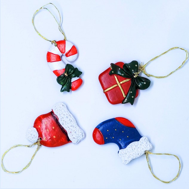 Ceramic Christmas Ornaments - Set of 4