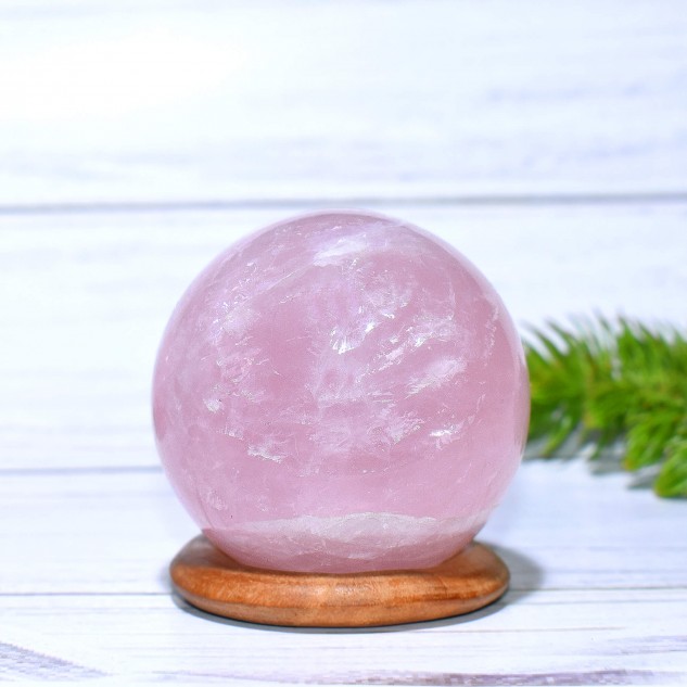 Handmade Real Rose Quartz Healing Ball - Pink