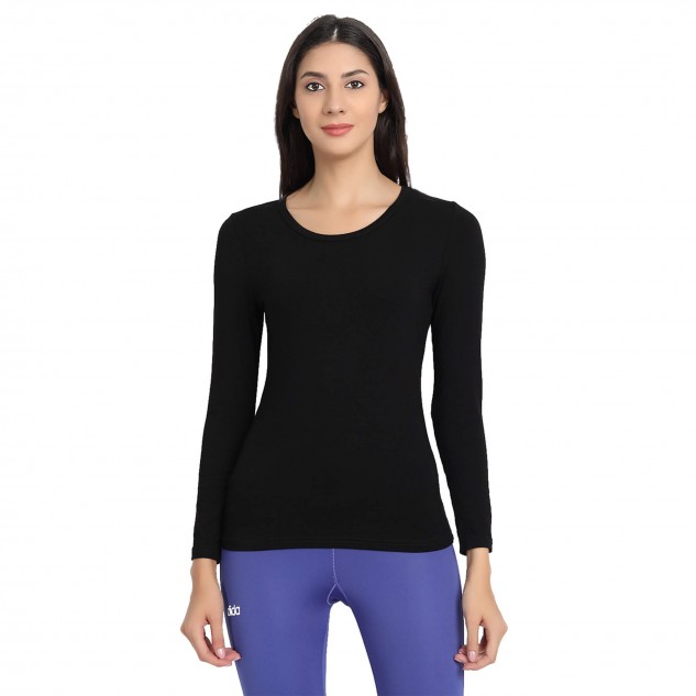 Bamboo Fabric Women's Full Sleeve T-Shirt - Black, Size L