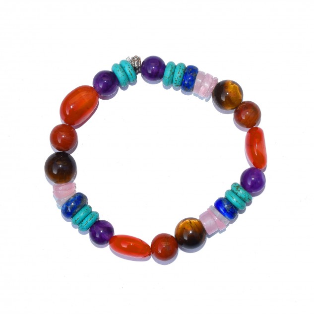 Handmade Natural Seven Chakra Bracelet - Multicolour