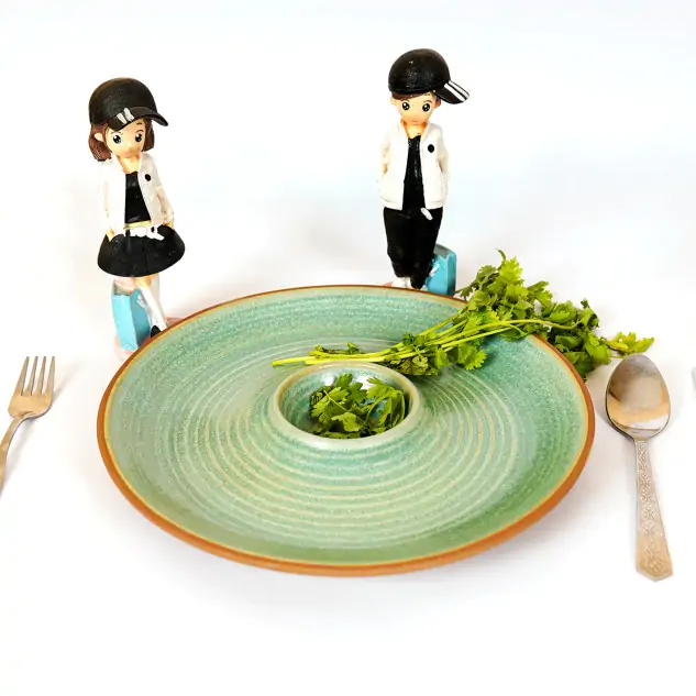 Ceramic Chip & Dip Platter - Green