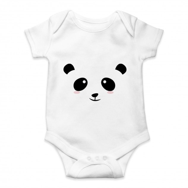 Cute Little Panda Cotton Onesie Rompers - White, 3-6M
