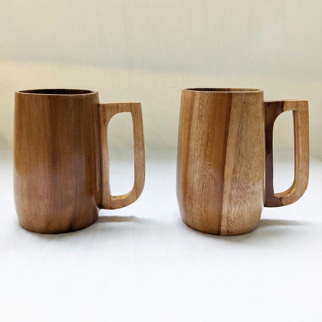 Teak Wood Coffee/Drinking Mug - Set of 2
