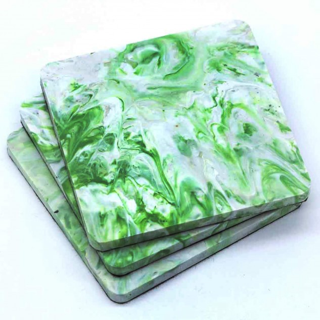 Handmade Recycled Plastic Coaster - Lime Green