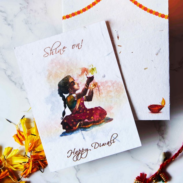 Handmade Theme Printed Stamp|Shine On Greeting Card with Envelope