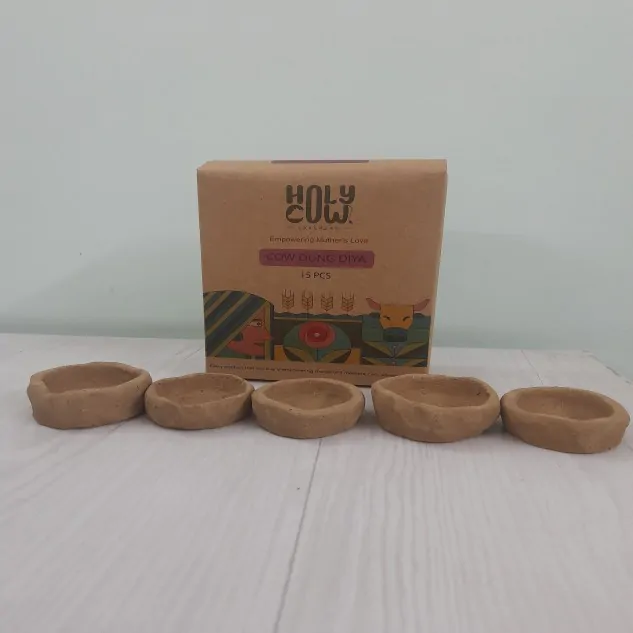 Cow Dung Diya - Pack of 15 Pieces