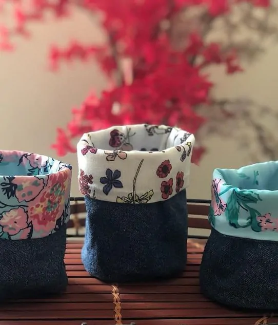 Mini Denim Multi Functional Baskets - Set of 3, Made from Upcycled Denim