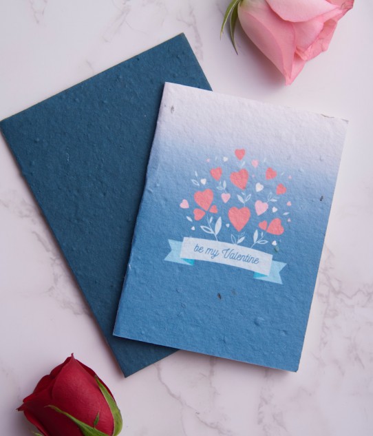 Valentine's Day Greeting Card with Blue Love Birds Envelope