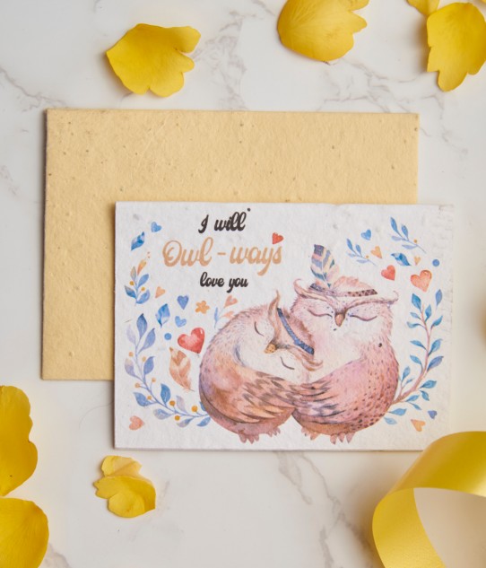 Valentine's Day Greeting Card with I'll Owl Ways Love You Envelope