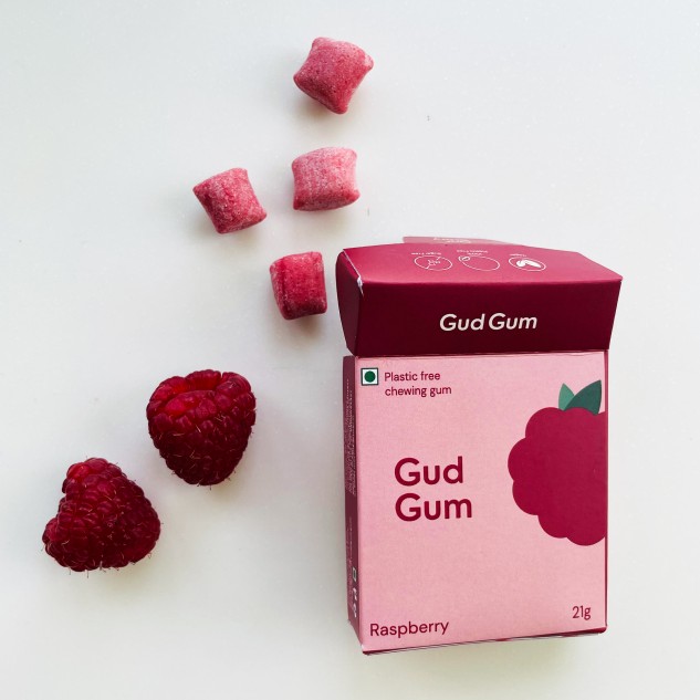 Plastic Free Chewing Gum - Raspberry, Pack of 2