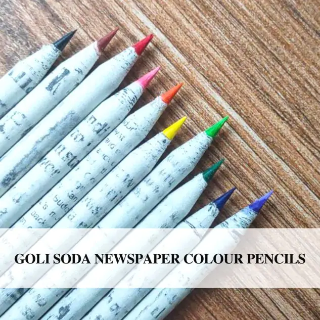 Upcycled Newspaper Colour Pencils - Multicolour, Pack of 10