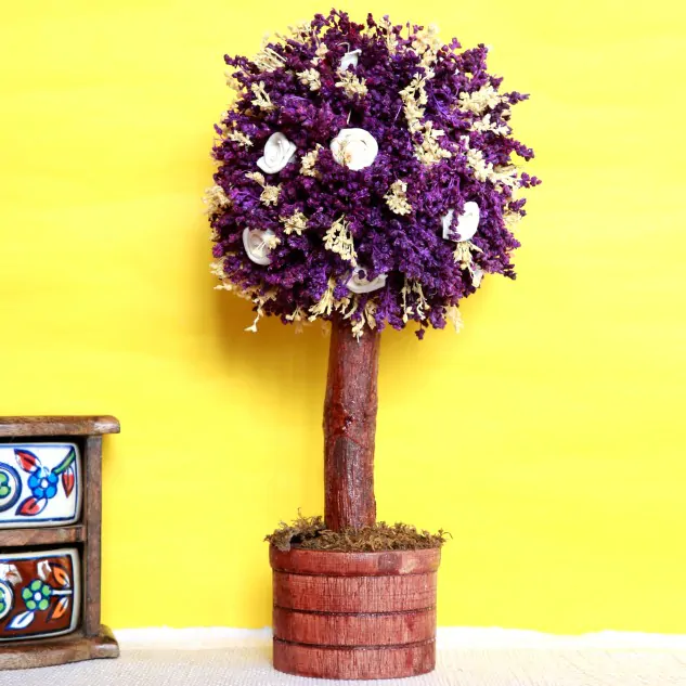 Handcrafted Purple Bonsai Tree Flower Arrangement