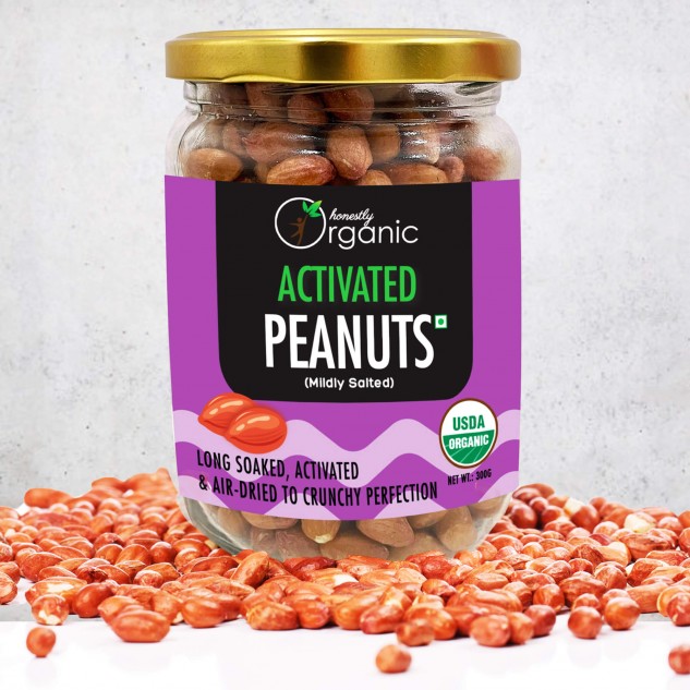 Mildly Salted Activated Organic Peanuts - 300 grams