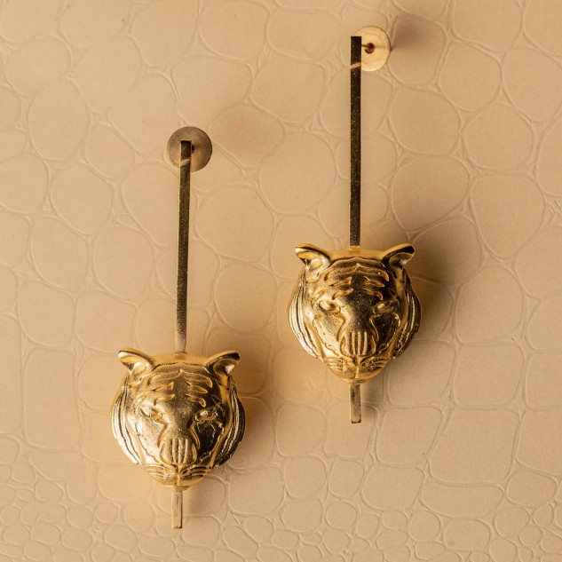 Handmade Brass & Gold Plated Tigris Earrings - Golden