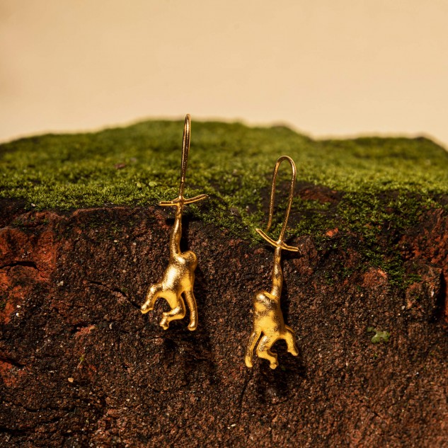 Handmade Brass & Gold Plated Frrilla Earrings - Golden