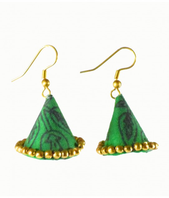 Upcycled Green Handmade Jhumaka Earrings