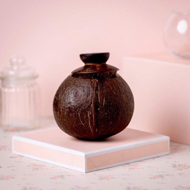Upcycled Coconut Shell Swarna Container with Lid