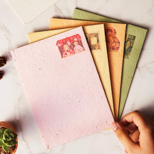 Handmade Letter Writing Kit with Envelope - Mixed Bag, Set of 4