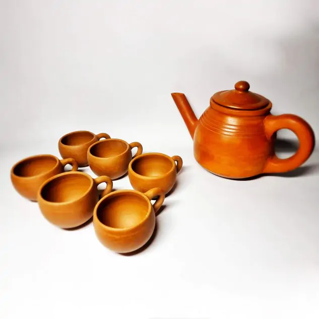 Terracotta Kettle Flat with Cups