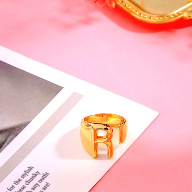 Buy Gold Initial Letter Ring, Diamond Letter Ring, Adjustable Ring, Custom  Name Ring, Gift for Her, Mothers Gift Online in India - Etsy