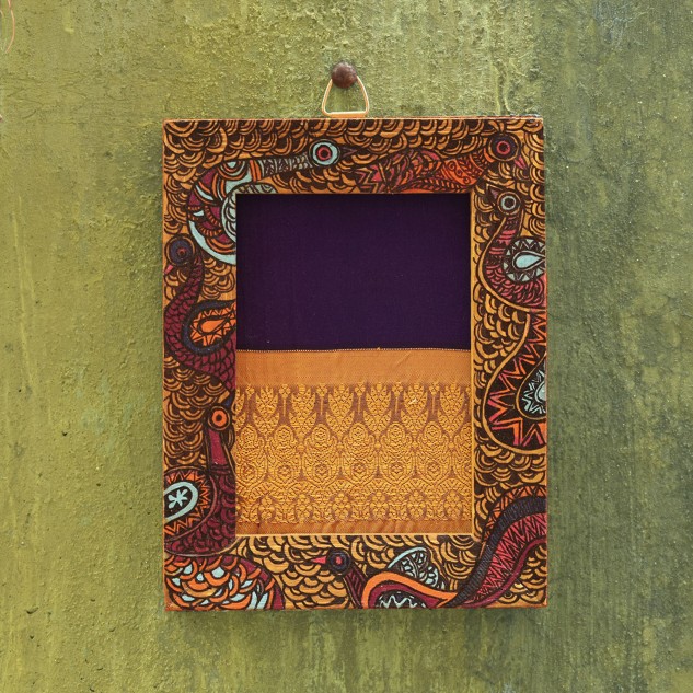 Upcycled Mor Madhubani Hand-painted Fabric Wall Frame