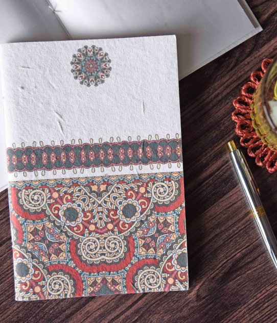 Seed Paper Cover Notebook - Red Indian Motif, A5