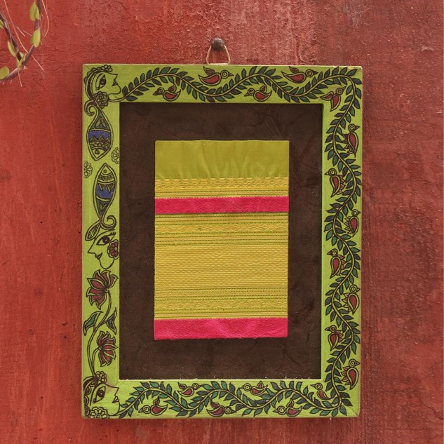 Upcycled Nature Madhubani Hand-painted Fabric Wall Frame