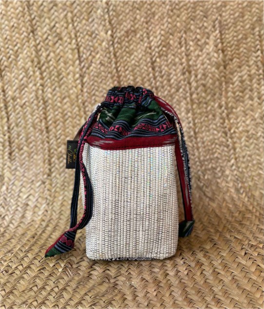 Handwoven Potli Purse, Made from Upcycled Plastic, Silver