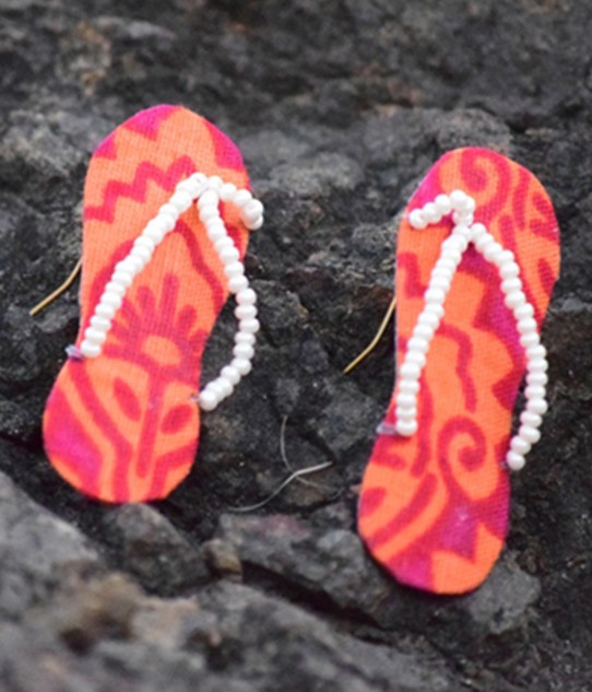 Upcycled Pink Orange Handmade Paduka Earrings
