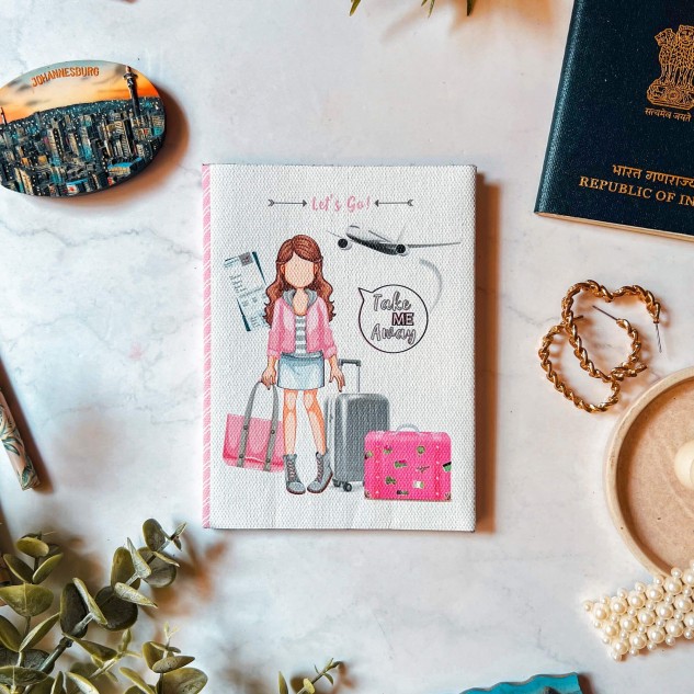 Cotton Canvas Traveller Chic Passport Cover - Pink & Grey