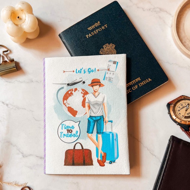 Cotton Canvas Traveller Dude Passport Cover - Blue & Brown