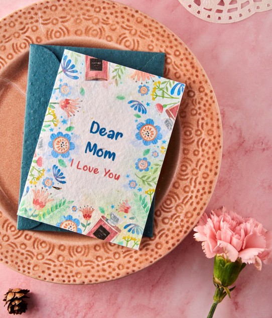 Plantable Greeting Card (Dear Mom), Made from Recycled Cotton