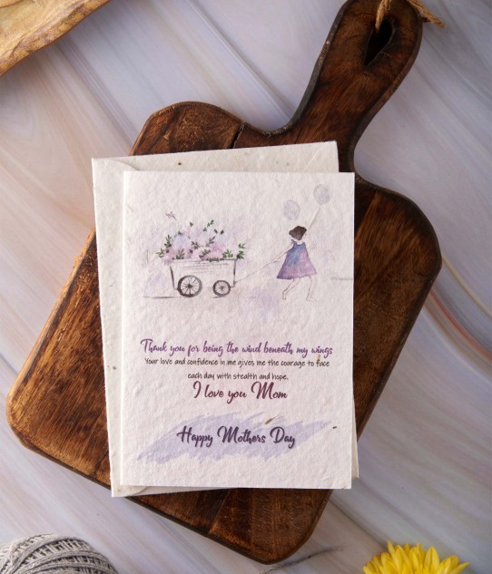 Plantable Greeting Card (Wind beneath my wings), Made from Recycled Cotton
