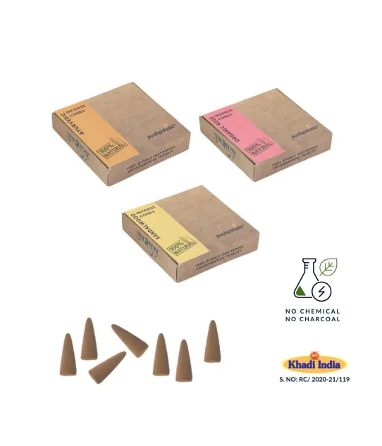 100% Natural Incense Cones - Combo of 3