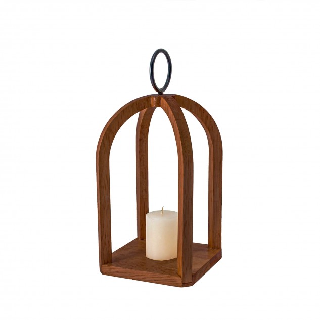 Tommer Wooden Hanging Lantern Candle Holder - Brown