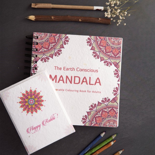 A Mini Stationery Rakhi Gift Kit for Sister - Mandalas Theme