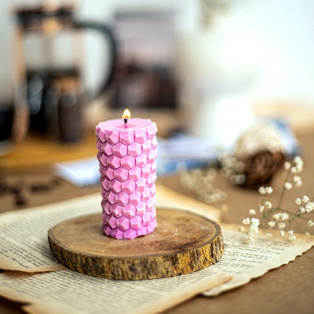 Diamonds Pillar Shape Soy Wax Aroma Candle - Lavender, 70 grams