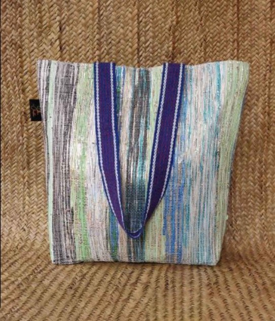 Handwoven Shop-N-Go Tote, Made from Upcycled Plastic, Multi Colour