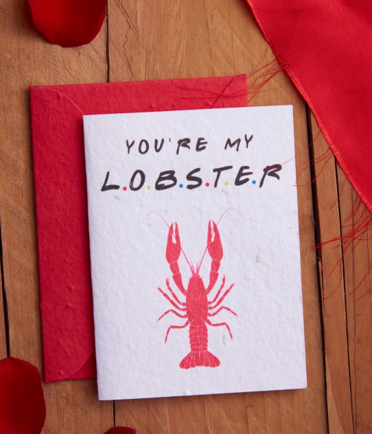 Valentine's Day Greeting Card with Lobsters Envelope