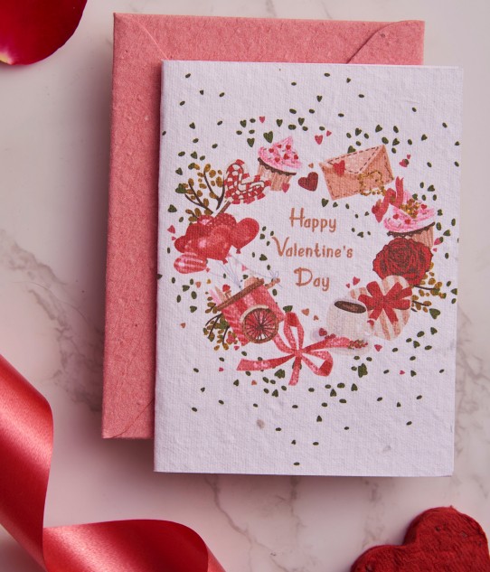 Valentine's Day Greeting Card with Sweet Love Envelope