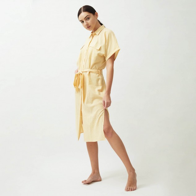Women's Cotton Beatnik Dress with Toxin-Free Colours - Sunshine Yellow, Size - M