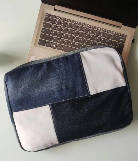 Upcycled Laptop Sleeve - Square, Made from Upcycled Denim