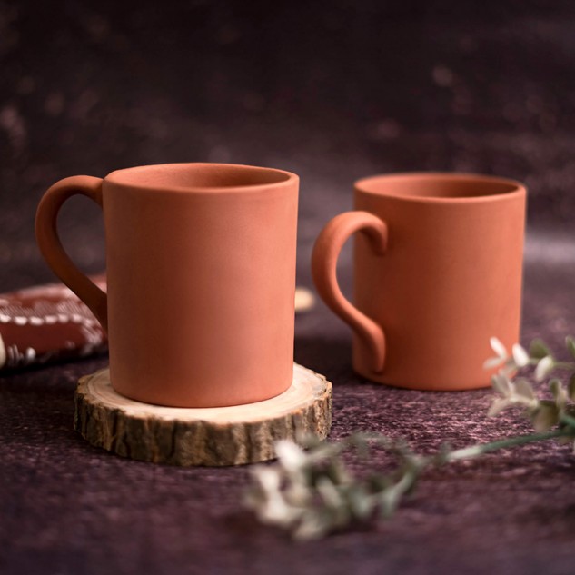 Handcrafted Terracotta T’ Time Cups - Set of 2, 350ml
