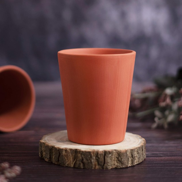 Handcrafted Terracotta Sip of Satisfaction Tumblers - Set of 4, 270 ml