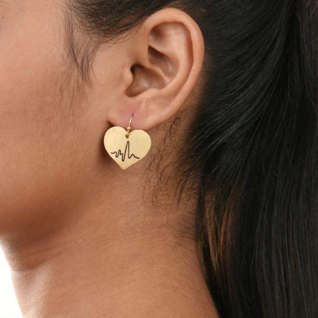 Handcrafted Brass Heart Shaped Earring - Golden