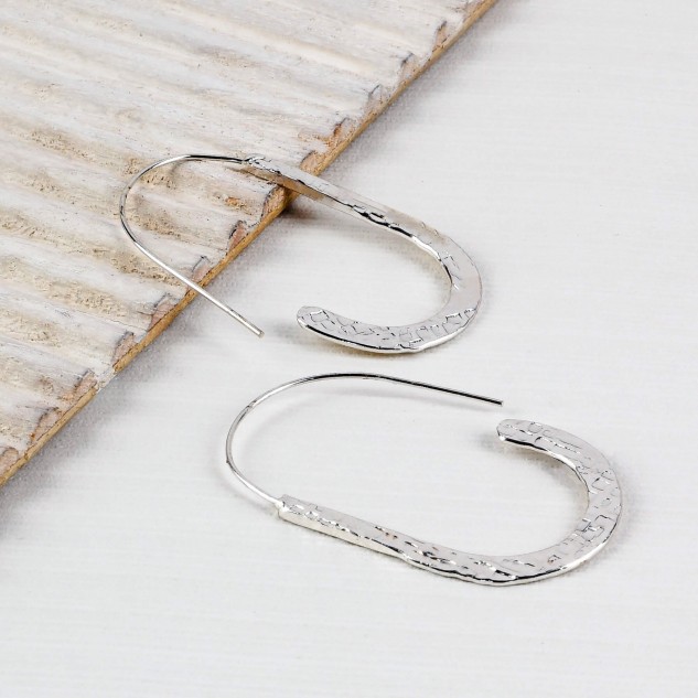 Handcrafted Hammered Earring - Silver