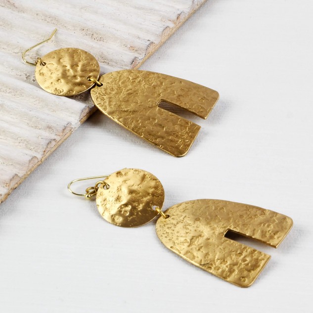 Handcrafted Brass Earring - Golden