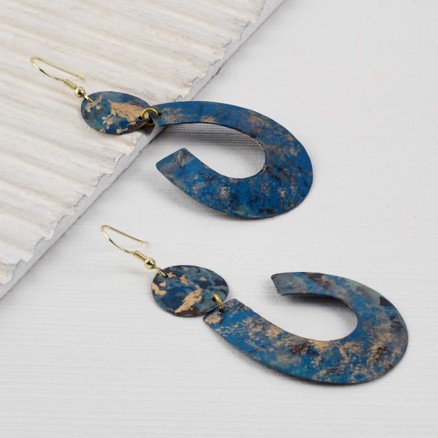 Handcrafted Brass Earring - Blue
