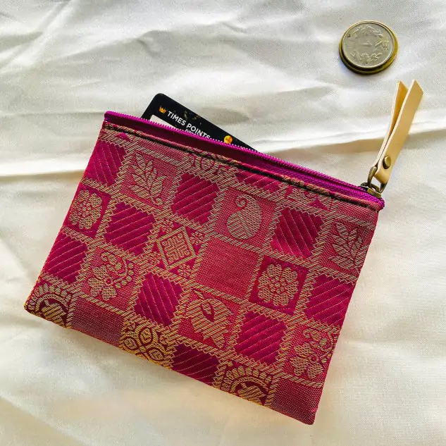 Mini Zipper Wallet - Purple | Made from Upcycled Fabrics