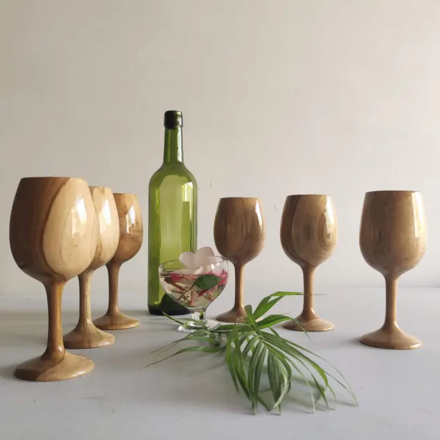 Premium Teak Wood Wine/Juice Glass - Set of 2
